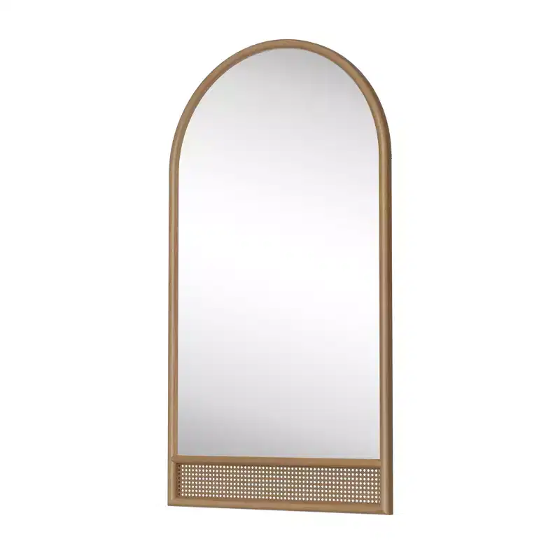 Solid Wood Straight Edge Right Angle Rectangle Brown Full-Length Mirror 180x93x4cm (No Stand)