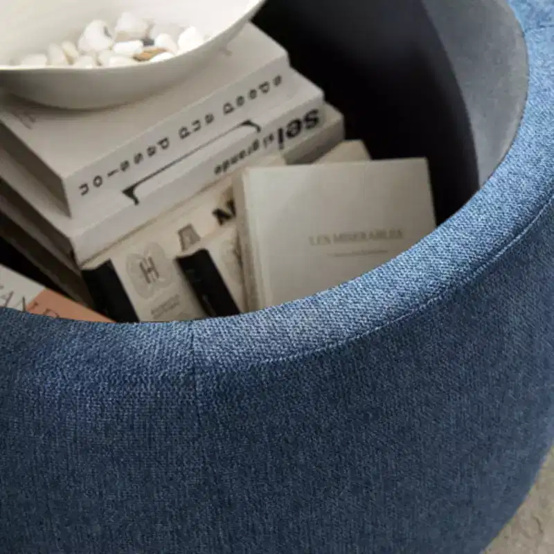 Round Storage Table, 2-in-1 Multi-Function as End Table & Ottoman, 25.5x25.5x14.5, Modern End Table for Living Room & Bedroom Office Navy Blue