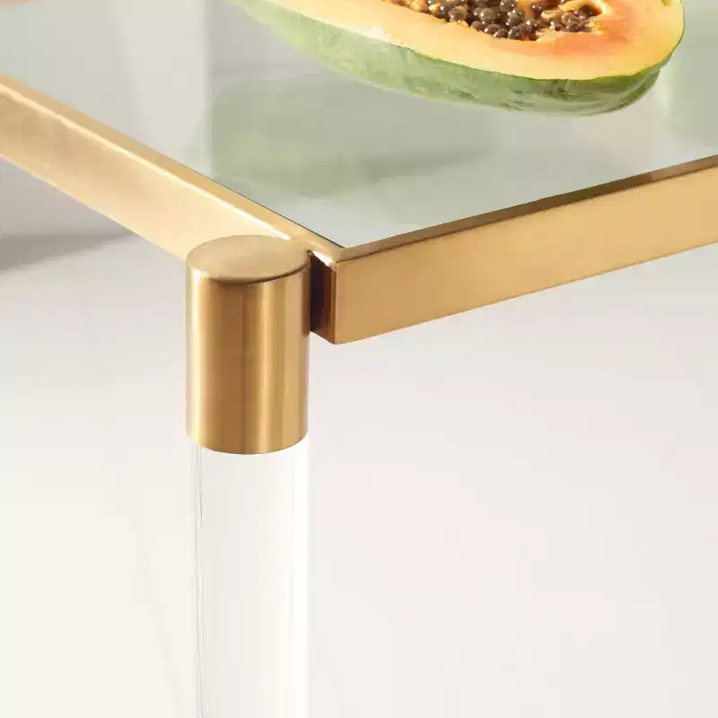 Acrylic Console Table with Clear Glass Top & Gold Hairpin Legs
