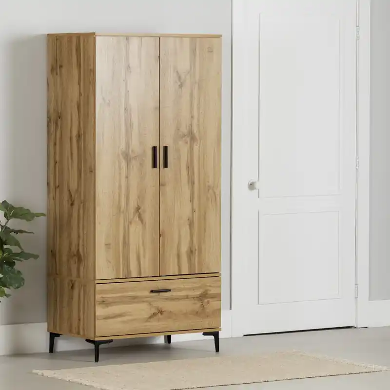 Musano Wardrobe Armoire With Doors And Drawers - Nordik Oak