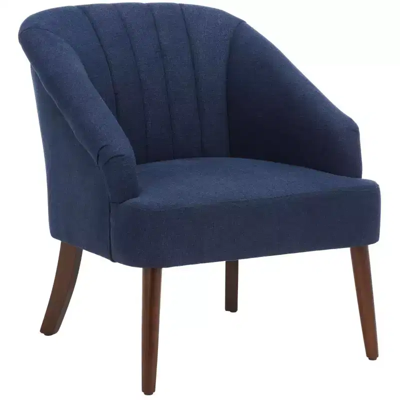 Polyester & Wood Accent Chair — White