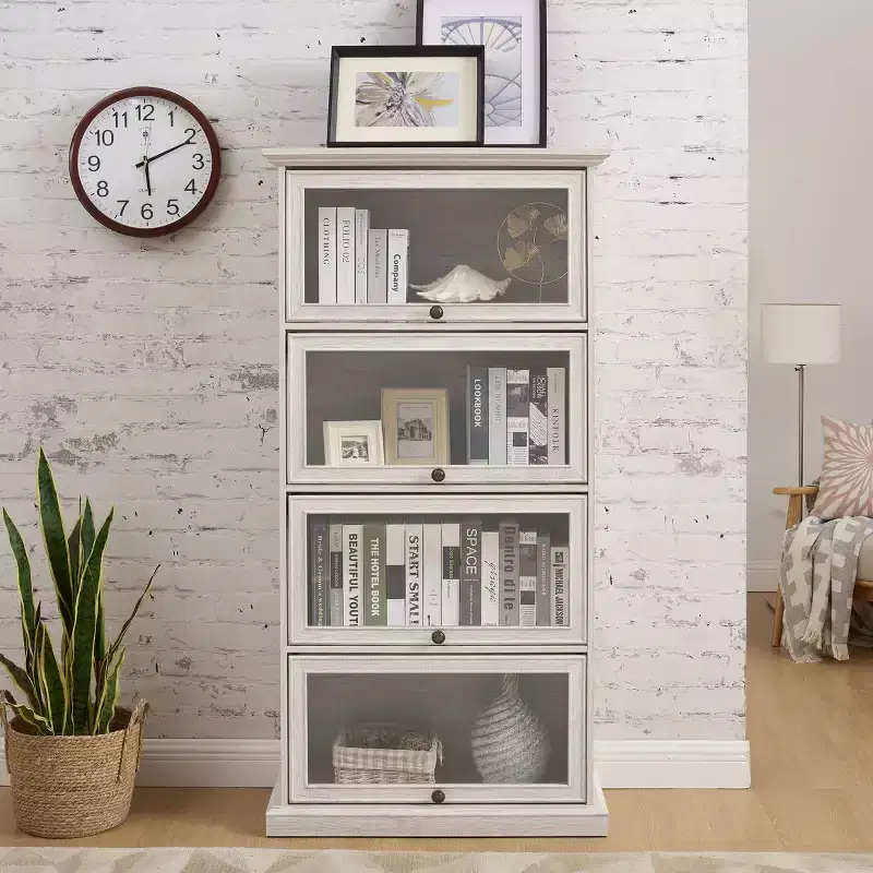 Bookshelf, Storage Shelves with 4 Shelves, Tall Bookcase for Books and CDs, Storage Organizer for Living Room, Hallway, Office