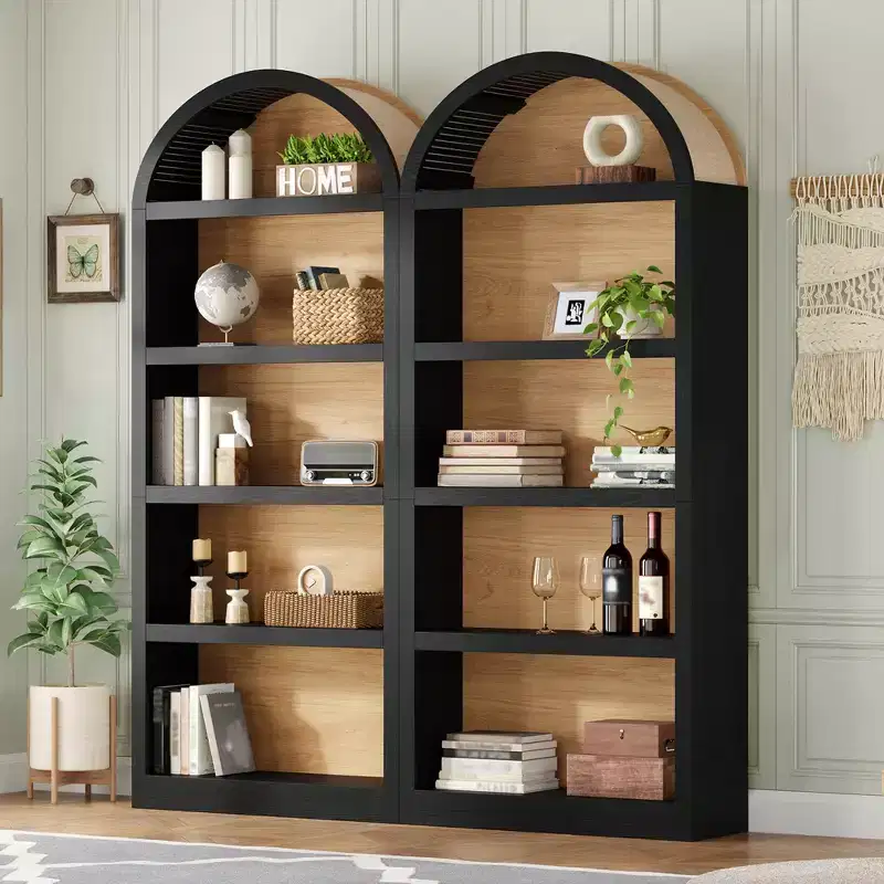 GDFStudio Herty Freestanding Tall Bookshelves Set of 2 with Storage Cabinet and Bookcase