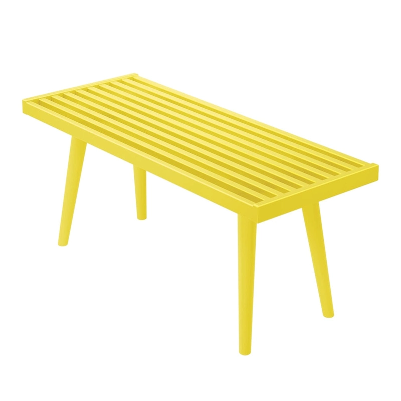 Plank and Beam Mid Century Single Wood Entryway Bench - 41.3 L x 16.5 W x 17.5 H