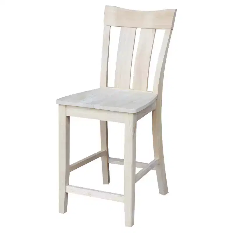 24" Ava Counter Height Barstool Unfinished -: Solid Wood, Square Seat