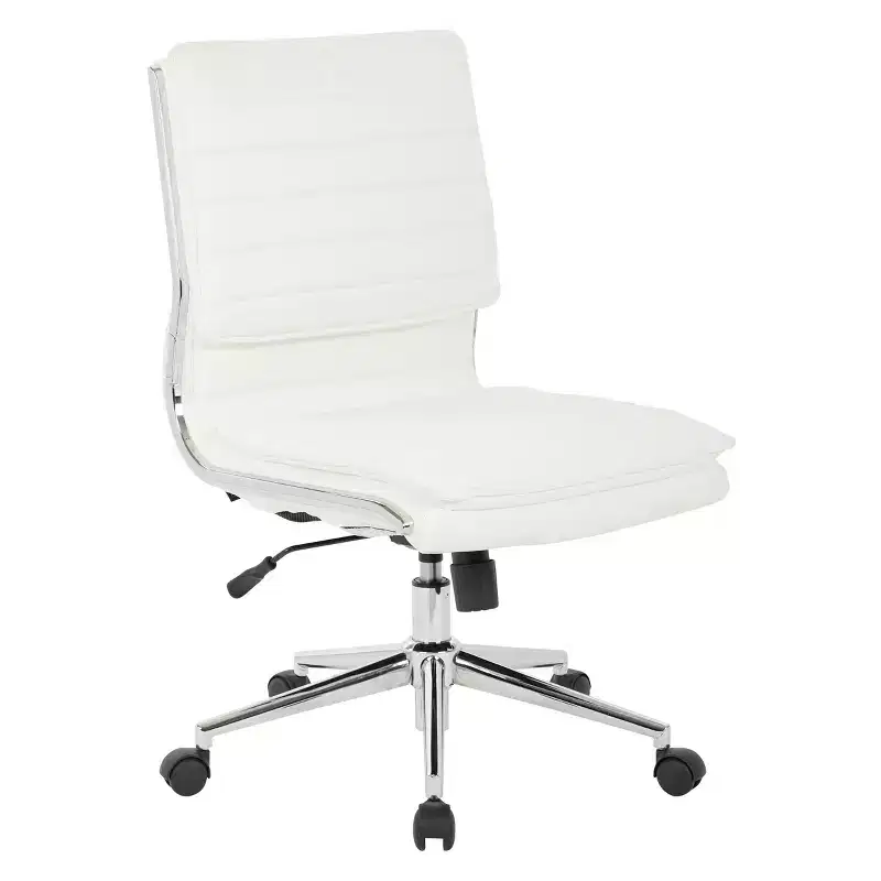 Armless Mid Back Manager's Faux Leather Chair with Chrome Base - OSP Designs