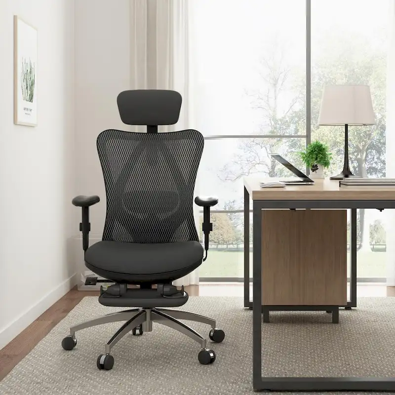 Ergonomic High-Back Mesh Office Chair with Footrest & Lumbar Support