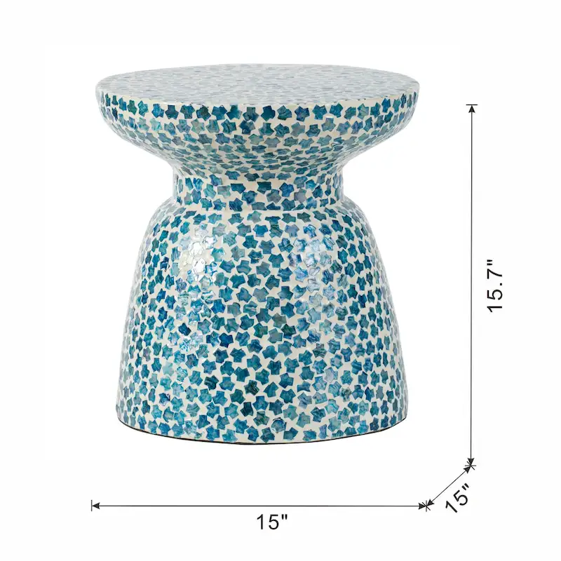 D15x16 Capiz Garden Stool Small Side Table