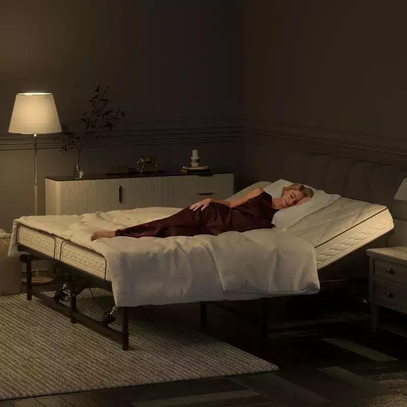 Adjustable Electric Bed Base with Wired Remote, Ergonomic Head & Foot Incline - King