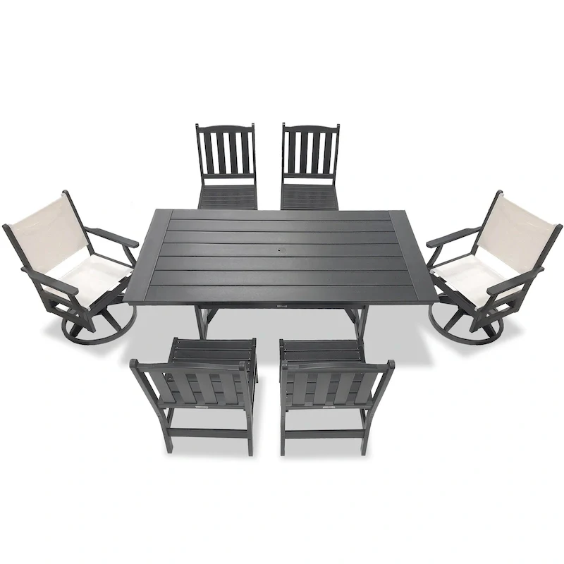 LuXeo Tuscany Sling Swivel Dining 7-Piece Set