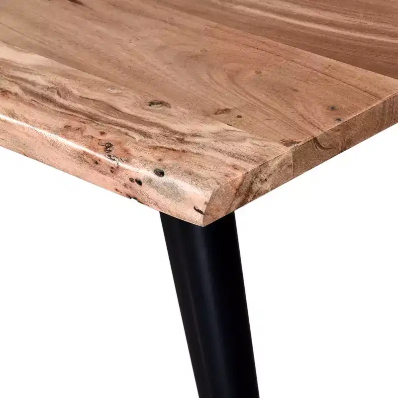 Okak Rustic Style Dining Table for 4-6 People, Acacia Wood Rectangle Dining Table Wooden Kitchen Furniture for Big Family