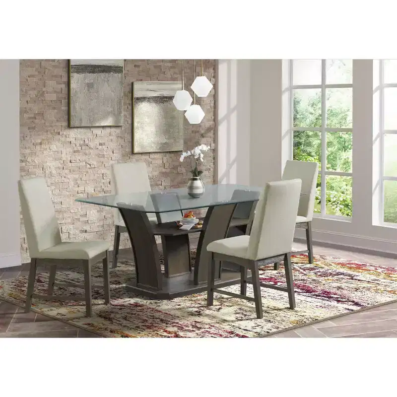 Simms Rectangular Counter Height Table Walnut - Picket House Furnishings: Glass Top, Mid-Century Modern, Seats 4