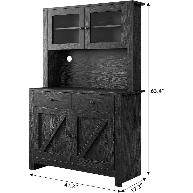 Particleboard Kitchen Storage Cabinet with Microwave Stand 63''H x 41''W x 46.46''D