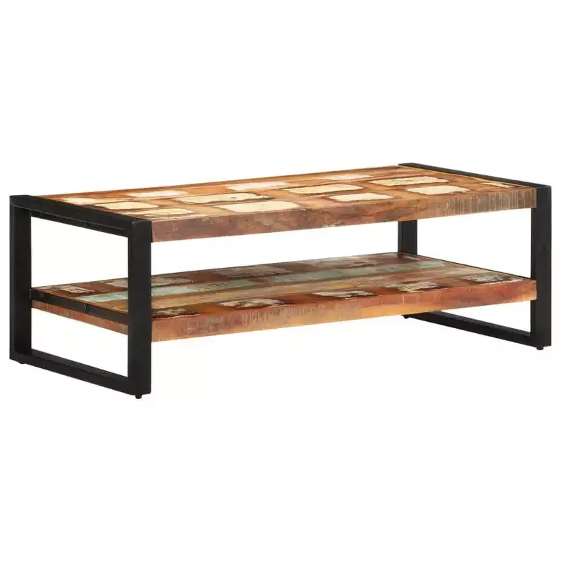 XL Coffee Table Mixed Solid reclaimed wood and powder-coated iron