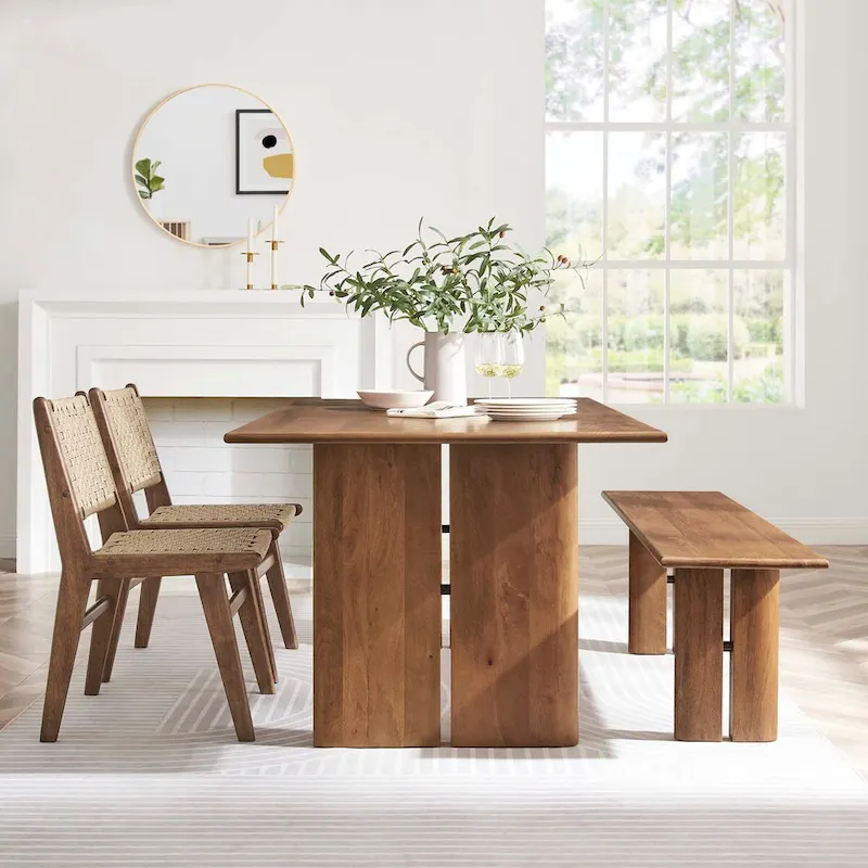 Amistad 72 Wood Dining Table and Bench Set