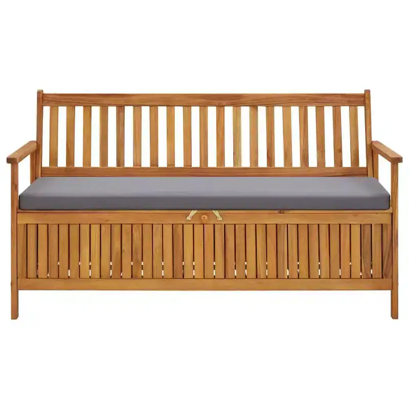 vidaXL Patio Storage Bench with Cushion 58.3 Solid Acacia Wood