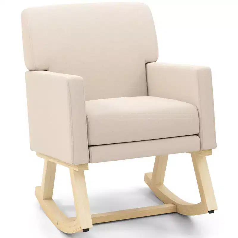 Costway Modern Upholstered Rocking Chair Rocking Armchair for Living Room Bedroom