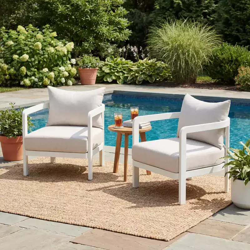 Christopher Knight Home Rosa Modern Aluminium Patio Accent Chairs with Curved Backrest and Cushion (Set of 2)