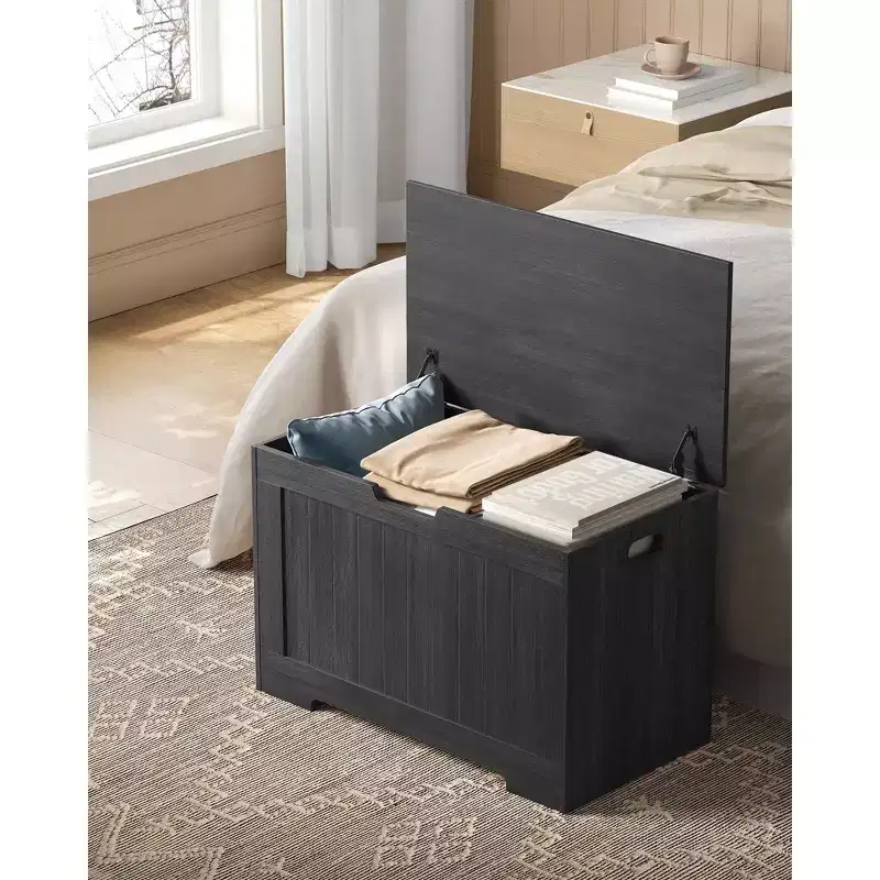29.9 Inches Wide Farmhouse Style Storage Bench with 2 Safety Hinges, Entryway Shoe Bench for Home Organization
