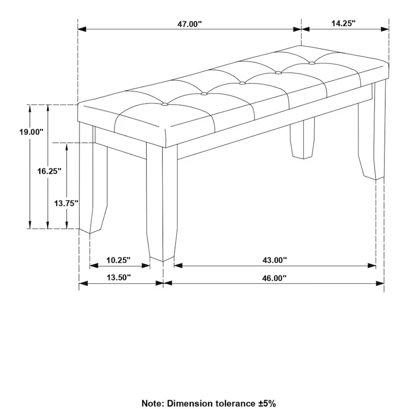 Trendy Wood and Grey Tufted Upholstered Dining Bench