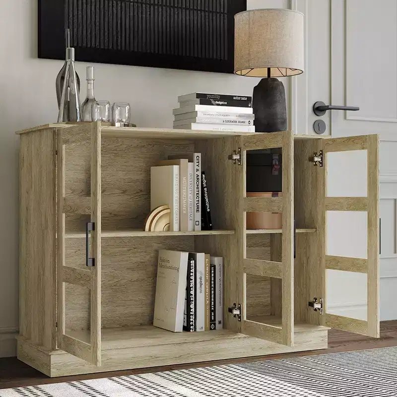 Modern Wood Sideboard Buffet Cabinet with Storage Doors for Dining Room