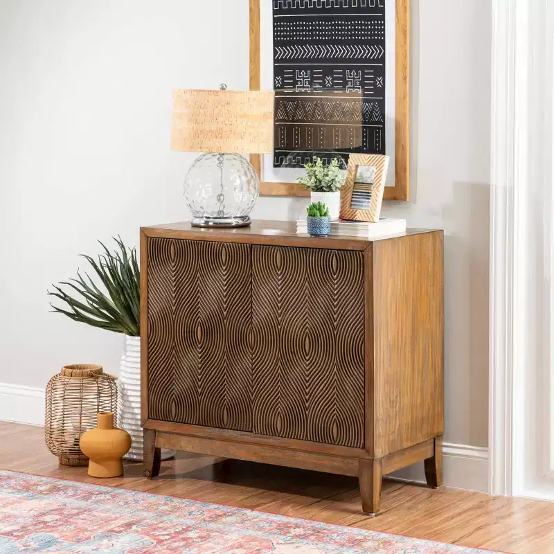 Powell Buchanan Solid Wood 2 Doors and 2 Shelves Accent Cabinet