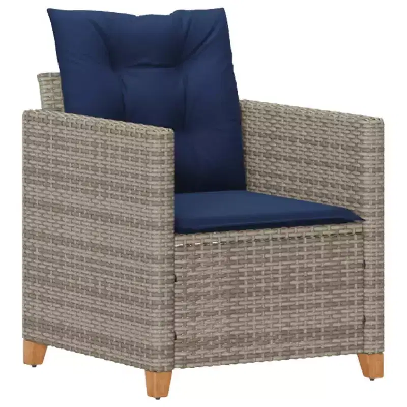 vidaXL Garden Chair Grey PE rattan, powder-coated steel, solid acacia wood