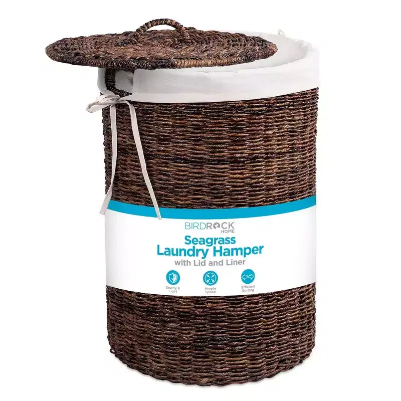 BirdRock Home Abaca Laundry Hamper with Liner - Espresso