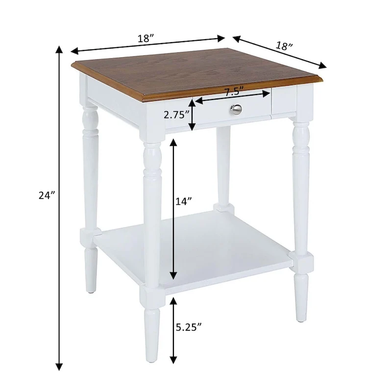 Convenience Concepts French Country 1 Drawer End Table with Shelf
