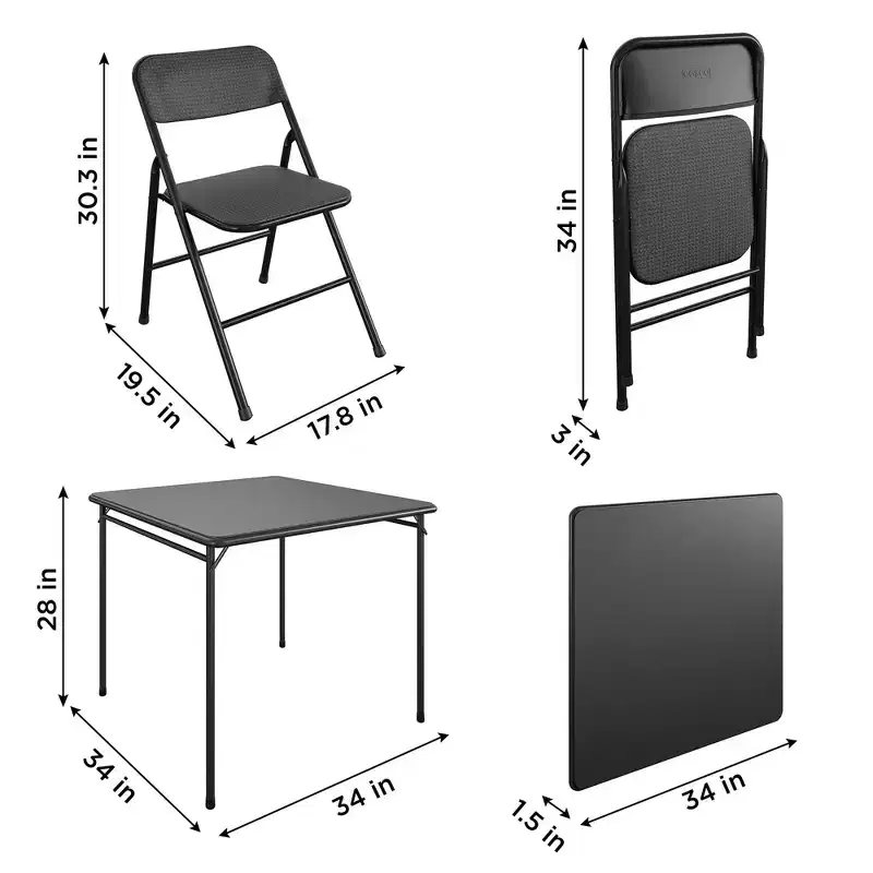COSCO 5-Piece Folding Fabric Dining Set & 34 Vinyl Card Table