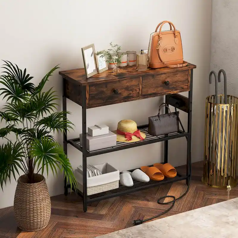 Costway Entryway Table with Charging Station Narrow Console Table with - See Details