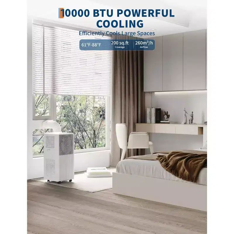 10,000 BTU Drainage-free Portable Air Conditioner for Indoor Rooms, 3-In-1 AC Unit for Bedroom 160-215 Sq.Ft