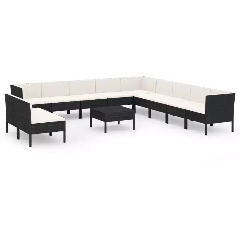vidaXL Garden Lounge Set Patio Sectional Sofa Couch Outdoor Poly Rattan Brown