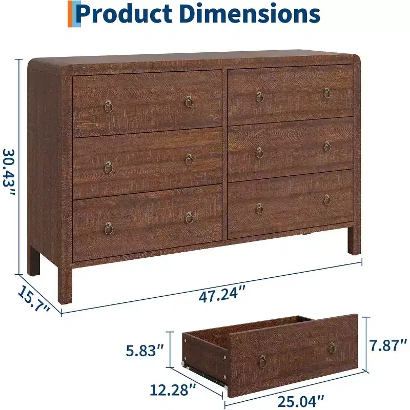 6-Drawer Dresser with Metal Handles