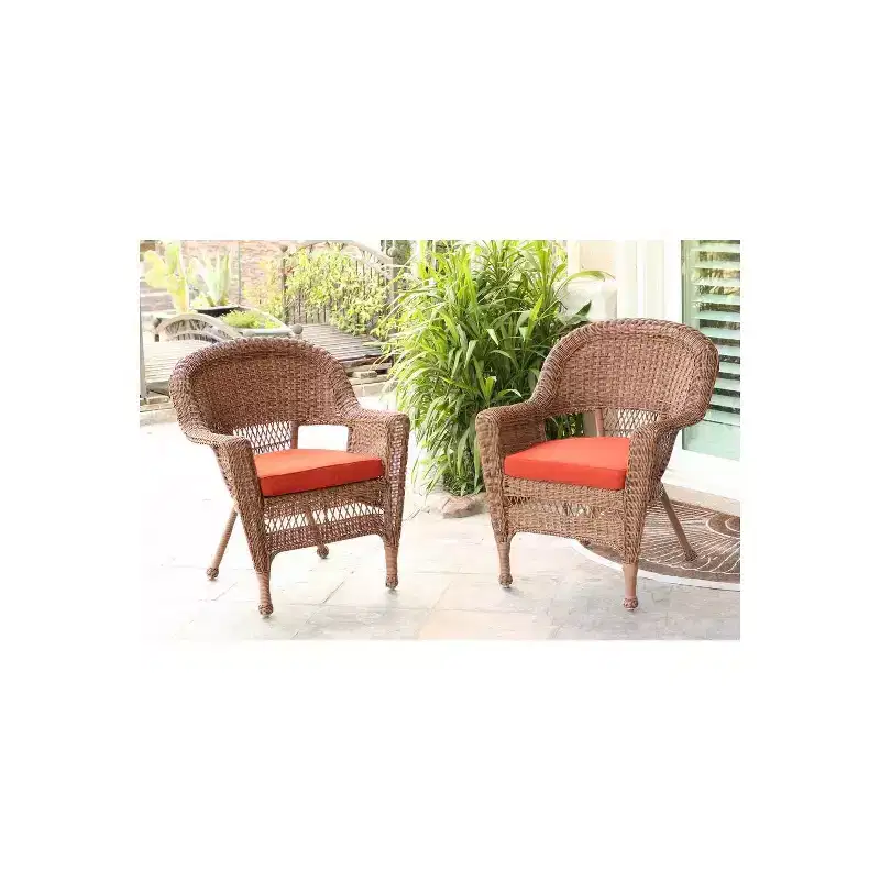 HomeStock Honey Coastal Craftsman Chair Set of 2 with Cushions