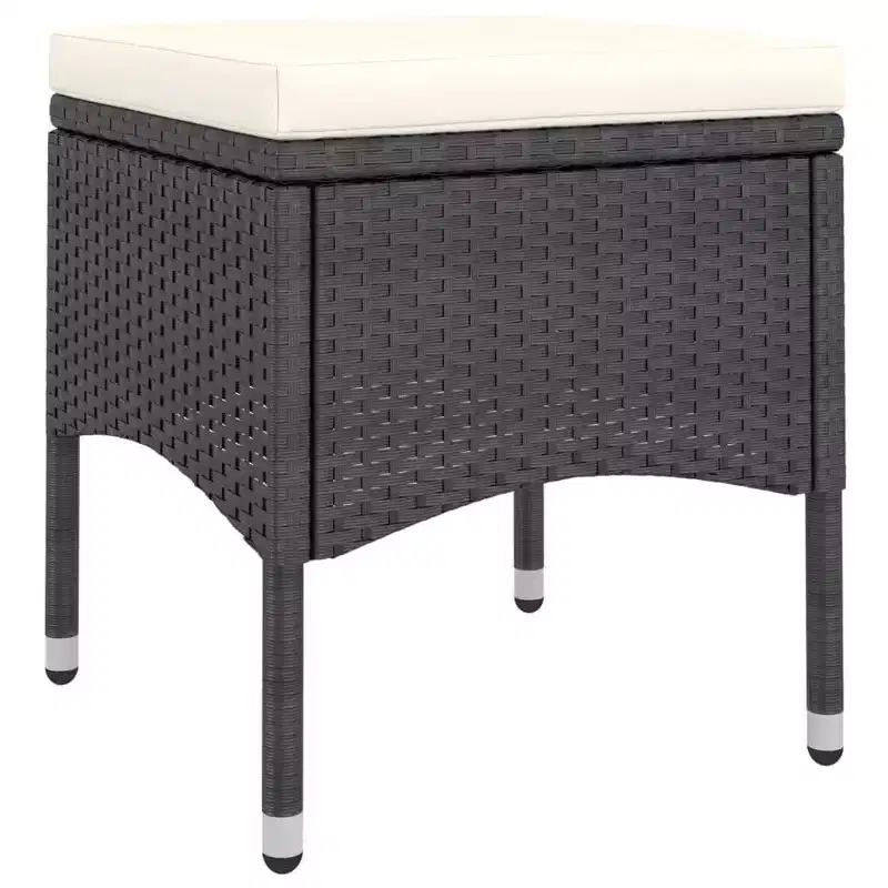vidaXL 4 Piece Patio Chair and Stool Set Poly Rattan Black - Black