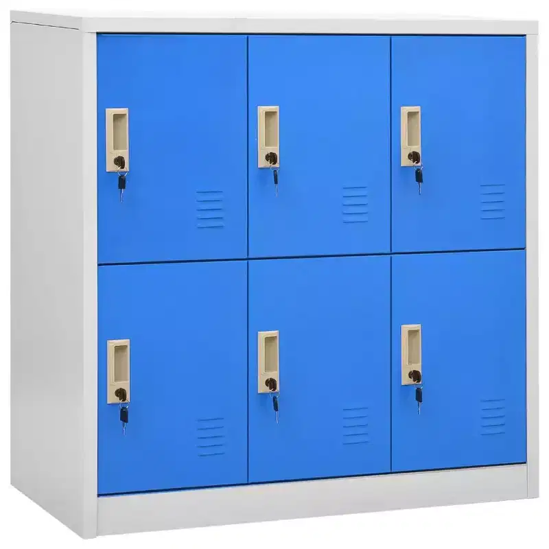 vidaXL Locker Cabinet Set, Secure Steel Organizer for Schools, Offices, Gray and Blue, Easy Assembly Required, 5pcs