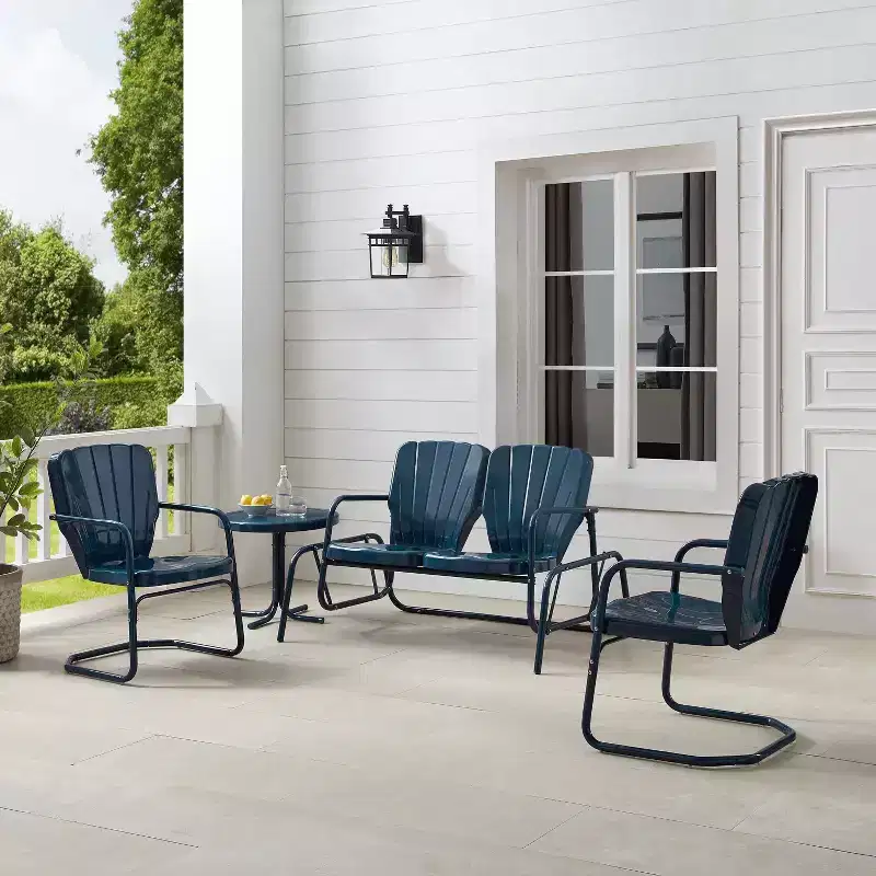 Ridgeland 4pc Outdoor Metal Conversation Set - Navy - Crosley