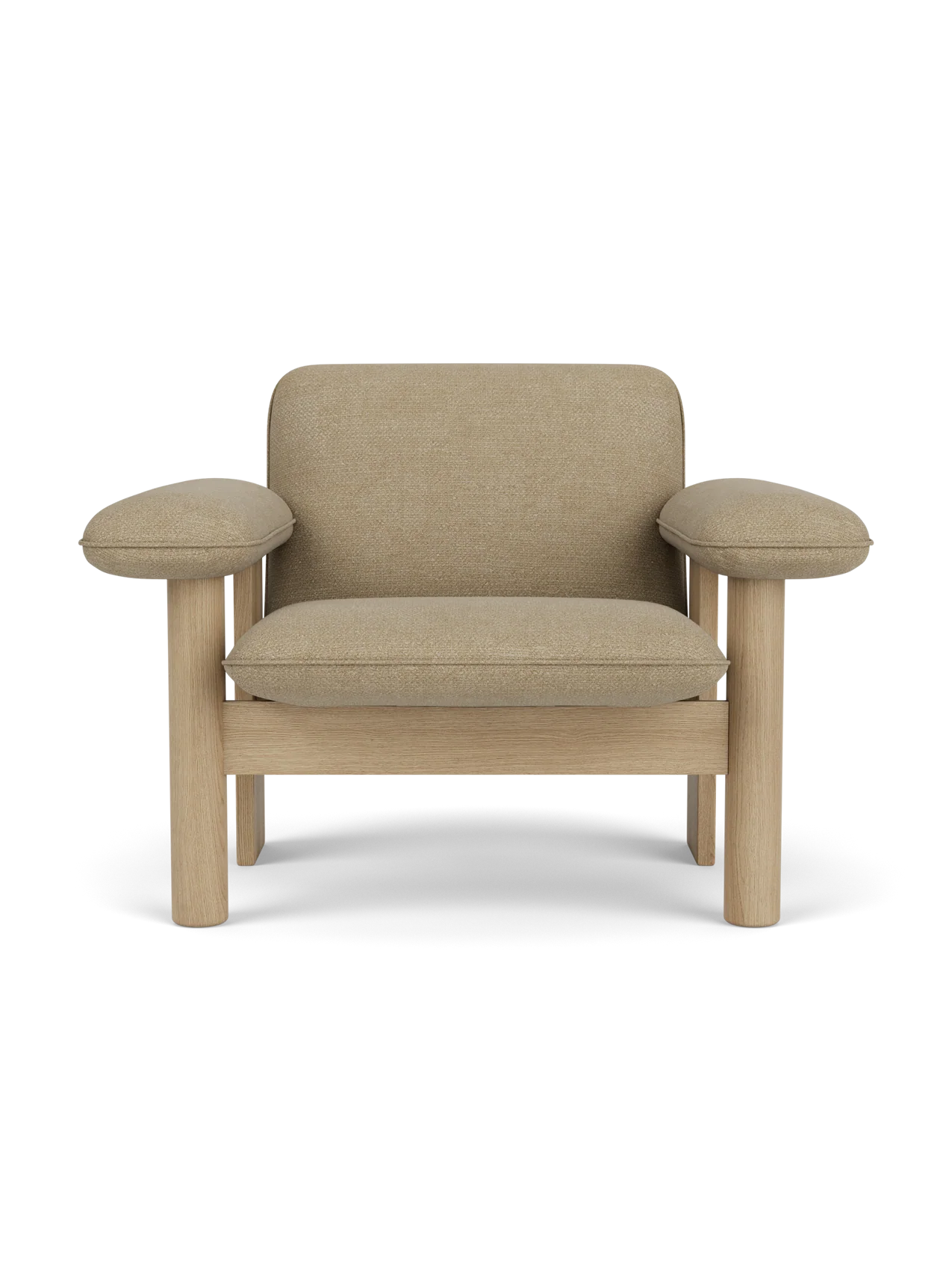 Low Back Lounge Chair in Textile Solid Wood Frame, Exaggerated Armrests