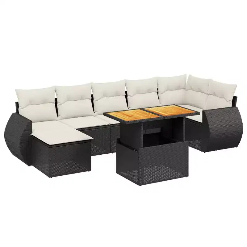 vidaXL Garden Sofa Set PE rattan Standard Adjustable Armrests