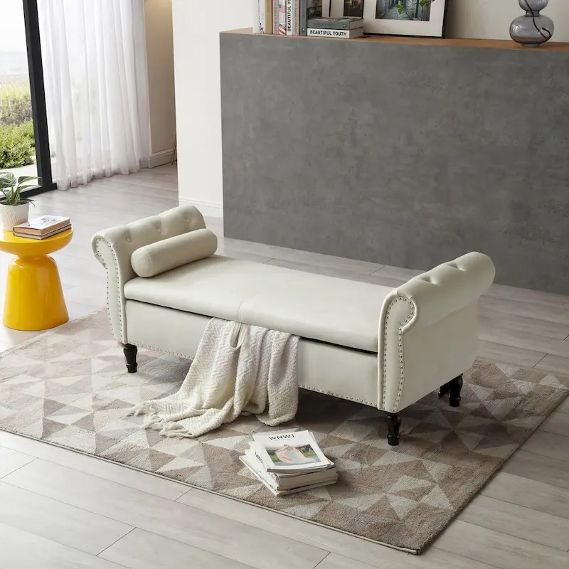 Kata Velvet Rectangular Storage Ottoman Sofa Stool Bench