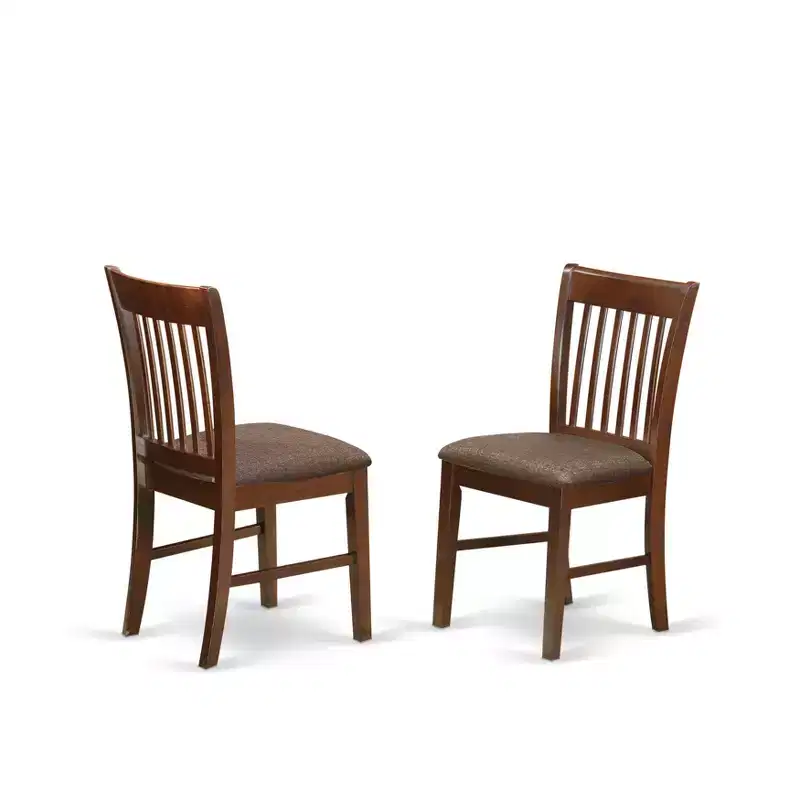 Set of 2 Upholstered Dining Chairs with Asian Rubberwood Frame & Linen Seat
