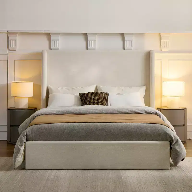 Modern Chenille Upholstered Wingback Bed - 52.3