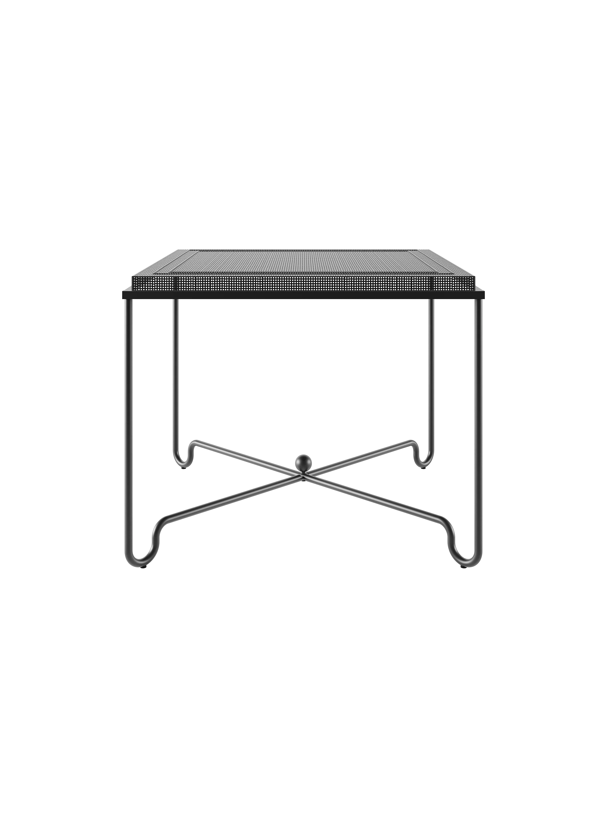Tropical Classic Black Metal & Rattan Dining Table with Sculptural Frame for Dining Room