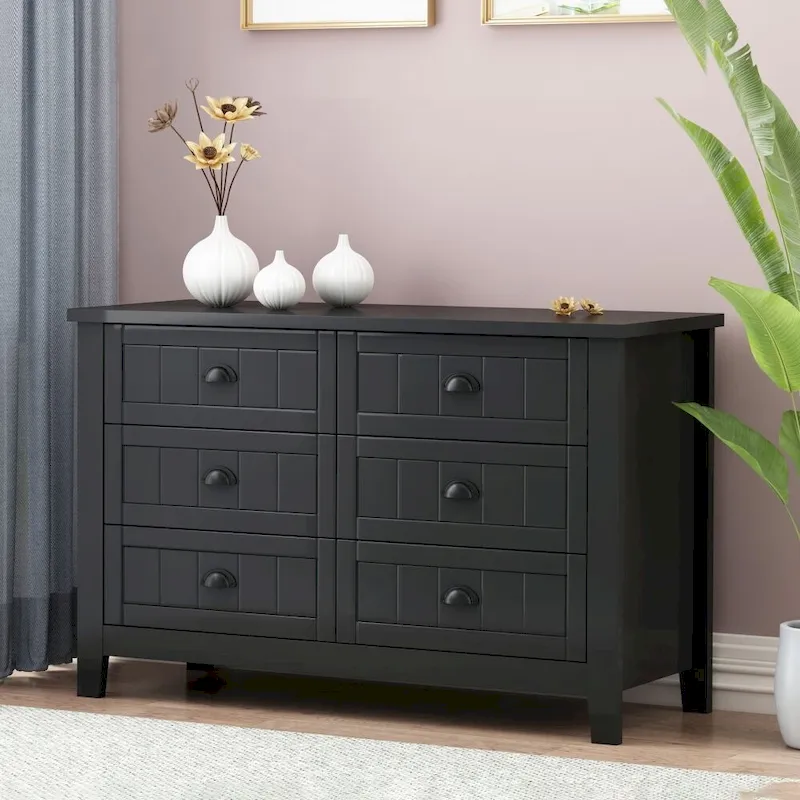 Drawer Dresser Bar Cabinet Side Cabinet,Buffet Sideboard, Solid Wood Frame,Plasticdoor Panel,Retro Shell Handle
