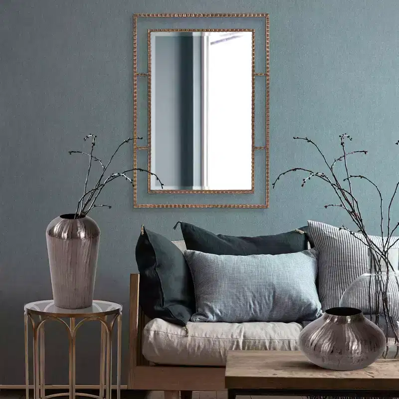 Howard Elliott 33x23 Gavin Metal Framed Wall and Accent Mirror: Iron Rectangle, No Assembly, Modern Decor