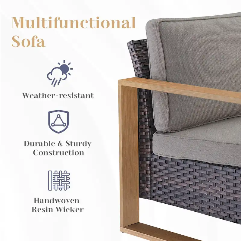 Outside Sofa Ottoman with Rocking Chairs - Brown