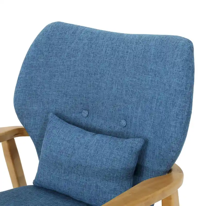 Solid Wood Rocking Chair with Linen Cushion and Premium Handcrafted