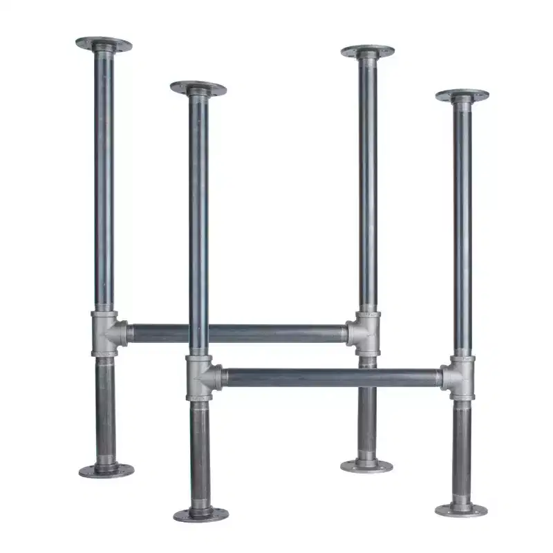 1 in. Heavy Duty H Round Flange Pipe Legs for Wood Dining Tabletops