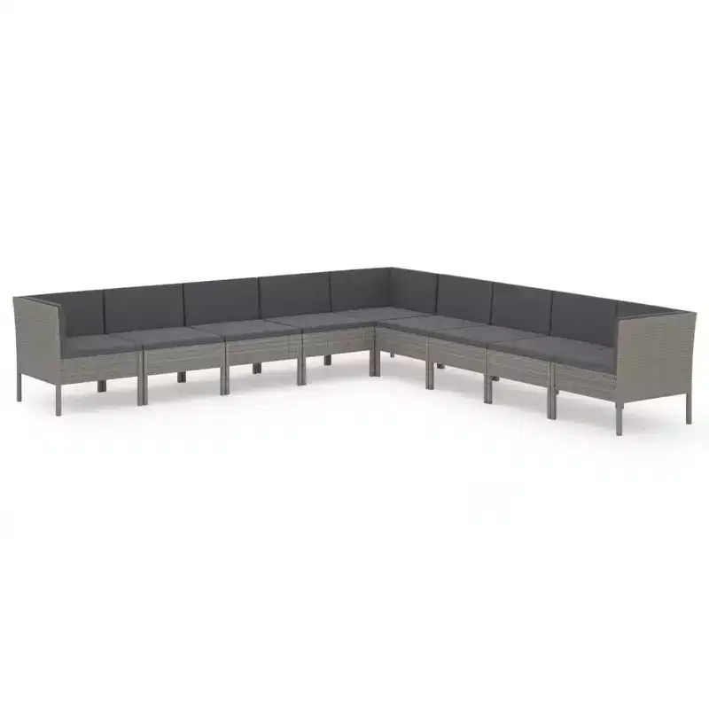 vidaXL Garden Lounge Set Patio Sectional Sofa Couch Outdoor Poly Rattan Grey